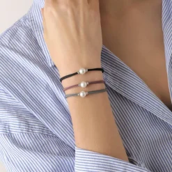 Store Majorica Adjustable Black Stretch Sifnos Bracelet With Pearl