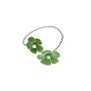 Discount Majorica Adjustable Santorini Flower Olive Green Bracelet In Silver