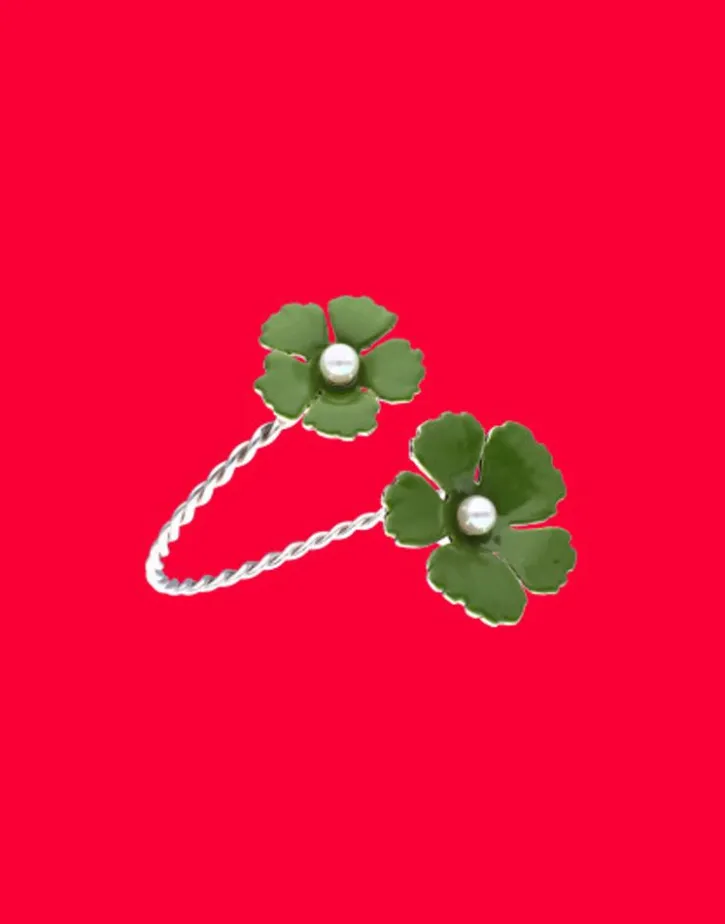 Discount Majorica Adjustable Santorini Flower Olive Green Bracelet In Silver