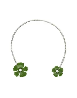 Hot Majorica Adjustable Santorini Olive Green Flower Choker In Silver