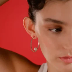 Online Majorica Alba Silver Hoop Earrings