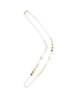 Store Majorica Algaida Golden Long Multiposition Necklace With Amber Murano Glass