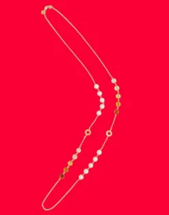 Store Majorica Algaida Golden Long Multiposition Necklace With Amber Murano Glass