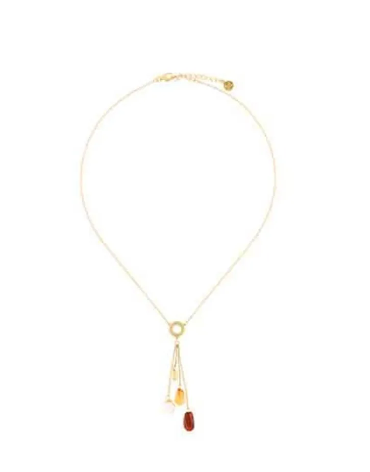Cheap Majorica Algaida Golden Short Necklace With Amber Murano Glass