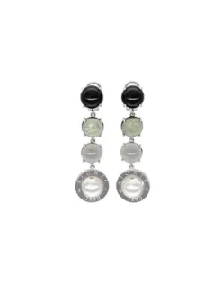 Outlet Majorica Algaida Silver Button Earrings With Black Murano Glass