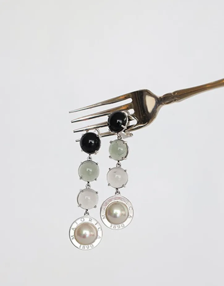 Outlet Majorica Algaida Silver Button Earrings With Black Murano Glass