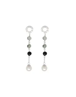 Best Sale Majorica Algaida Silver Long Earrings With Pearl And Black Murano Glass