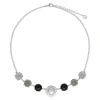 Sale Majorica Algaida Silver Necklace With Half-Ball Pearl And Black Murano Glass