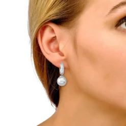 Flash Sale Majorica Anneau Hoop Earrings 22Mm Silver With Pearl