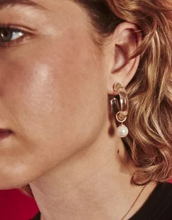 Fashion Majorica Ayla Golden Earrings In High-Resistance Glass
