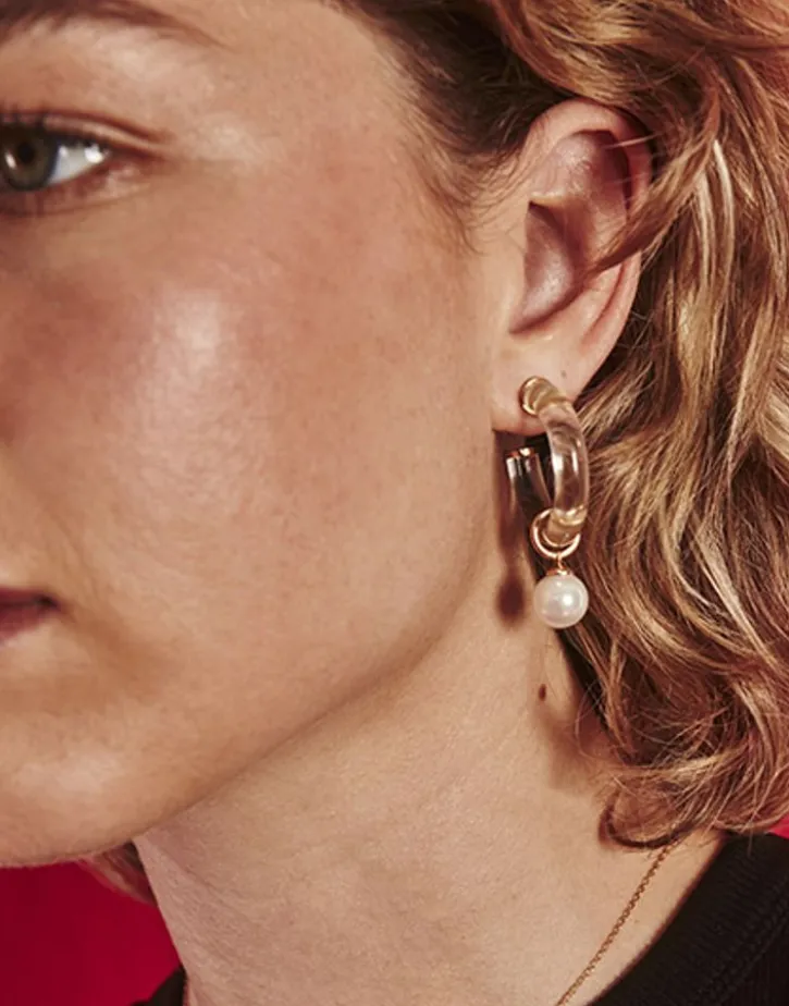Fashion Majorica Ayla Golden Earrings In High-Resistance Glass