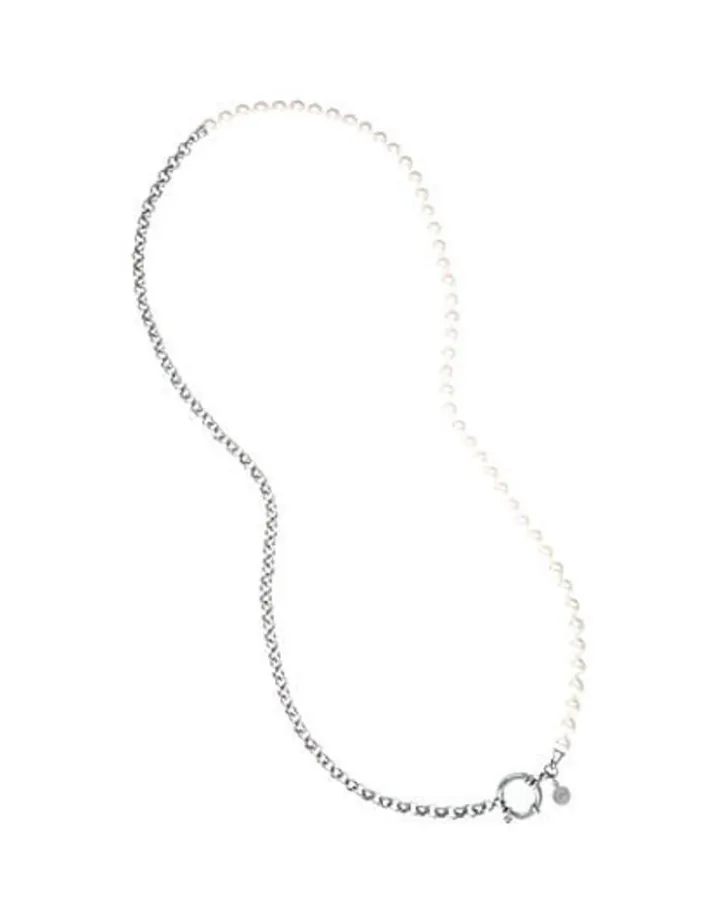 Fashion Majorica 70Cm Ibiza Necklace Combining Pearls And Steel