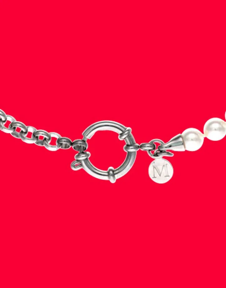 Fashion Majorica 70Cm Ibiza Necklace Combining Pearls And Steel