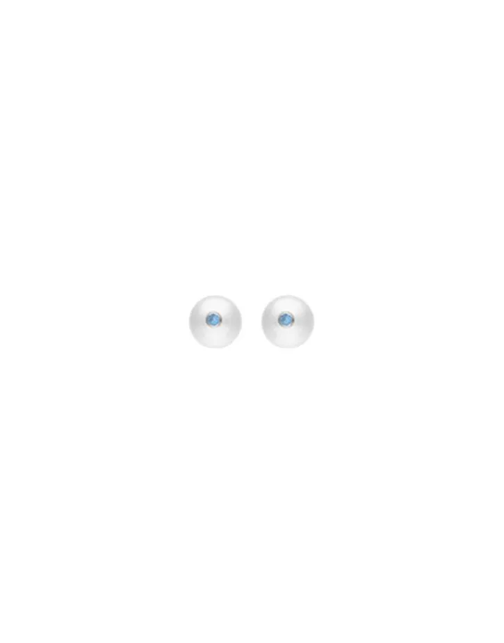 Best Sale Majorica Color Pop Earrings With Round White Pearl And Blue Zirconia