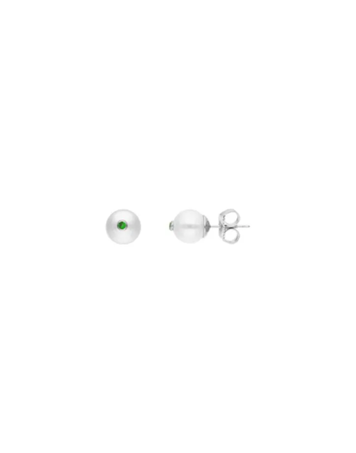 Shop Majorica Color Pop Earrings With Round White Pearl And Turquoise Zirconia