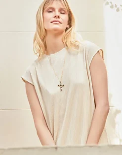 Cheap Majorica Crosses Collection Gold Pendant With White And Tahiti Pearl