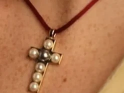 Online Majorica Crosses Collection Gold Pendant With White And Gray Half-Pearl