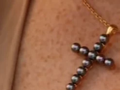 Online Majorica Crosses Collection Gold Pendant With Tahiti Pearl