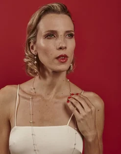 Best Majorica Dangle Necklace Strung With Round Pearls 90Cm