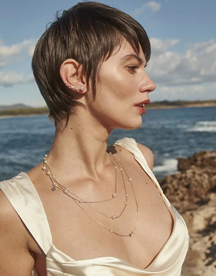 Store Majorica Dangle Necklace Strung With Round Pearls 160Cm