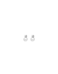 Store Majorica Earrings Cies Silver With 4Mm White Pearl And Zircons