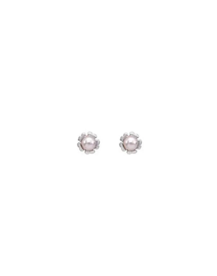 Sale Majorica Earrings Cies Silver With Pink Pearl 4Mm