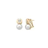 Best Sale Majorica Earrings Exquisite Gold Plated With 10Mm White Pearl And Zircons