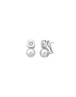 Fashion Majorica Earrings Exquisite Silver With 10Mm White Pearl And Zircons