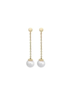 Cheap Majorica Earrings Ilusion Gold Plated With 8Mm White Pearl