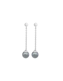 Shop Majorica Earrings Ilusion Silver With 8Mm Gray Pearl