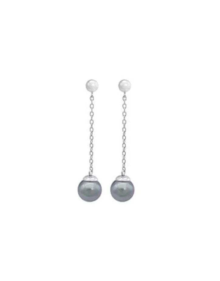 Shop Majorica Earrings Ilusion Silver With 8Mm Gray Pearl