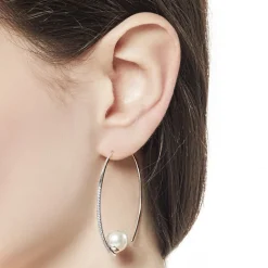 New Majorica Earrings Isadora Steel With Zircons Small