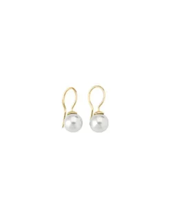 Cheap Majorica Earrings Lyra Gold Plated With White Pearl 9Mm