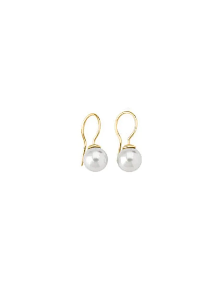 Cheap Majorica Earrings Lyra Gold Plated With White Pearl 9Mm