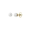New Majorica Earrings Lyra Gold Plated With 10Mm White Pearl