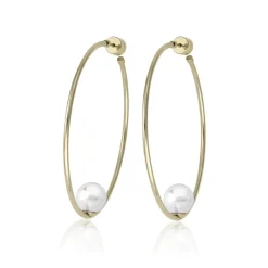 Clearance Majorica Earrings Marianela Golden Steel Big