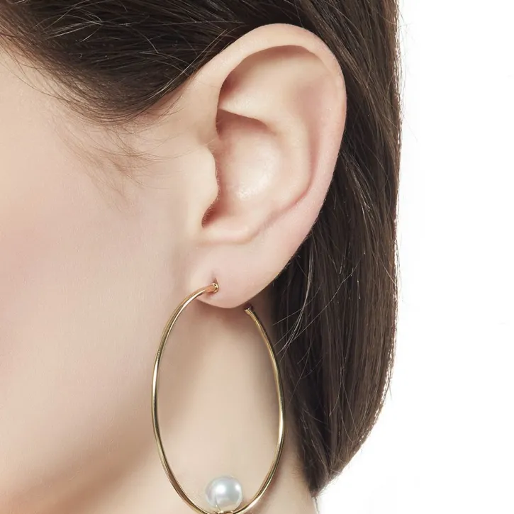 Clearance Majorica Earrings Marianela Golden Steel Big