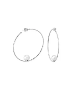 New Majorica Earrings Marianela Steel Big