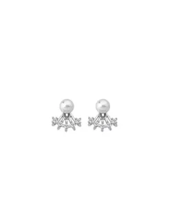 Flash Sale Majorica Earrings Mood Silver With 6Mm White Pearl And Zircons