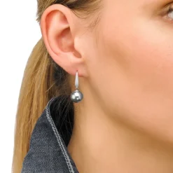 Outlet Majorica Earrings Nuada Silver With 10Mm Gray Pearl