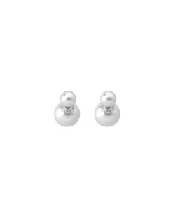 Outlet Majorica Earrings Polar Silver With 8 And 14Mm White Pearls