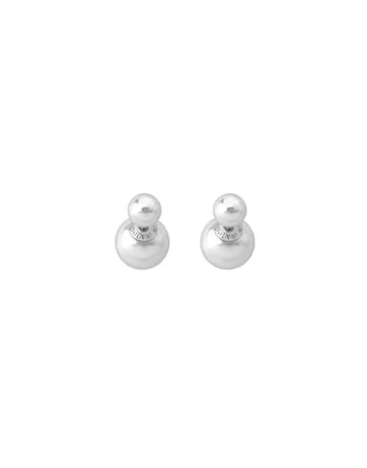 Outlet Majorica Earrings Polar Silver With 8 And 14Mm White Pearls
