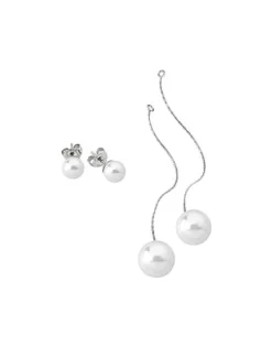 Clearance Majorica Earrings Rosa With 8 And 10Mm White Pearls