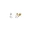 New Majorica Earrings Selene Gold Plated With 8Mm White Pearl And Zircons