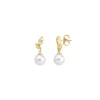 Clearance Majorica Earrings Selene Gold Plated With 8Mm White Pearl And Zircons