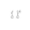 New Majorica Earrings Selene Silver With 8Mm White Pearl And Zircons