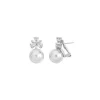 Clearance Majorica Earrings Venus Silver With 12Mm White Pearl And Zircons