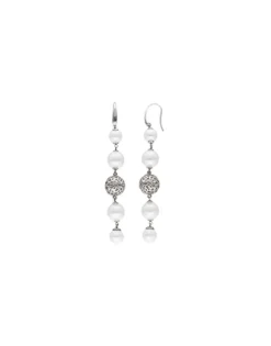Clearance Majorica Eternal Earrings With Round Pearls And Cutwork Ball In Silver