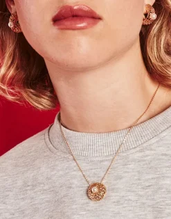 Outlet Majorica Etna Necklace In Gold-Plated Silver And Round Pearl 37Cm