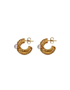 Clearance Majorica Etna Small Hoop Earrings In Gold-Plated Silver